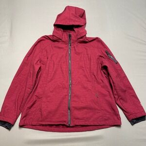 Free Country Women's Hooded Softshell Jacket Red Heathered Full Zip Size XXL